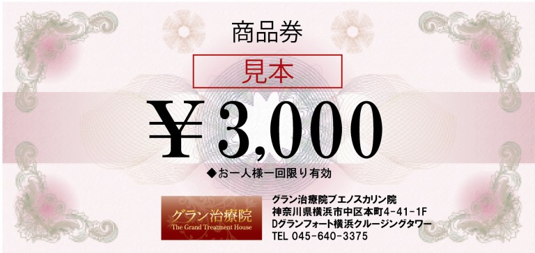 ブエノスカリン院 横浜 関内 限定 新規限定3000円割引チケットのご案内 グラン治療院